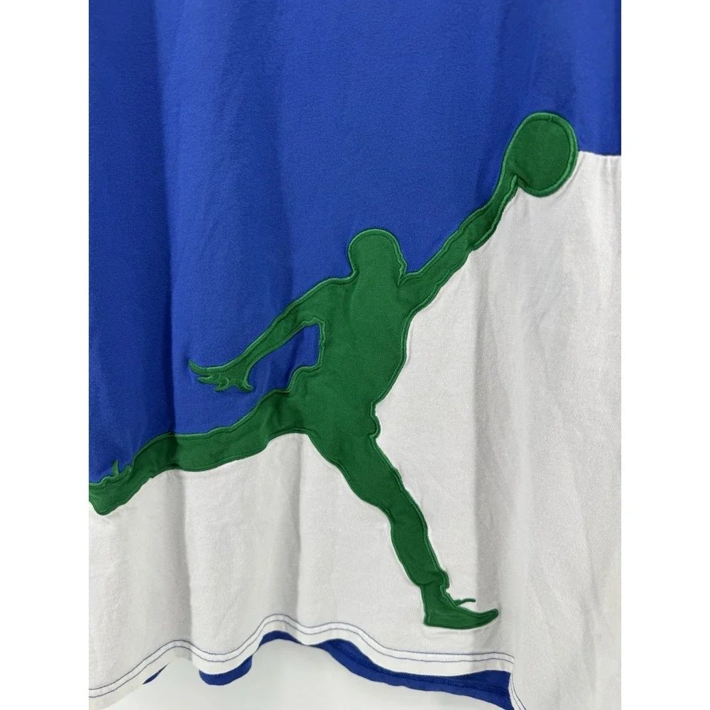 Jordan Embroidered Mens XXL T-Shirt Blue Green Jumpman Graphic Tee Oversized